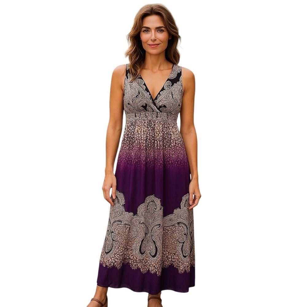 Soma Womens Size Small Sleeveless Henna Paisley Majestic Maxi Dress New